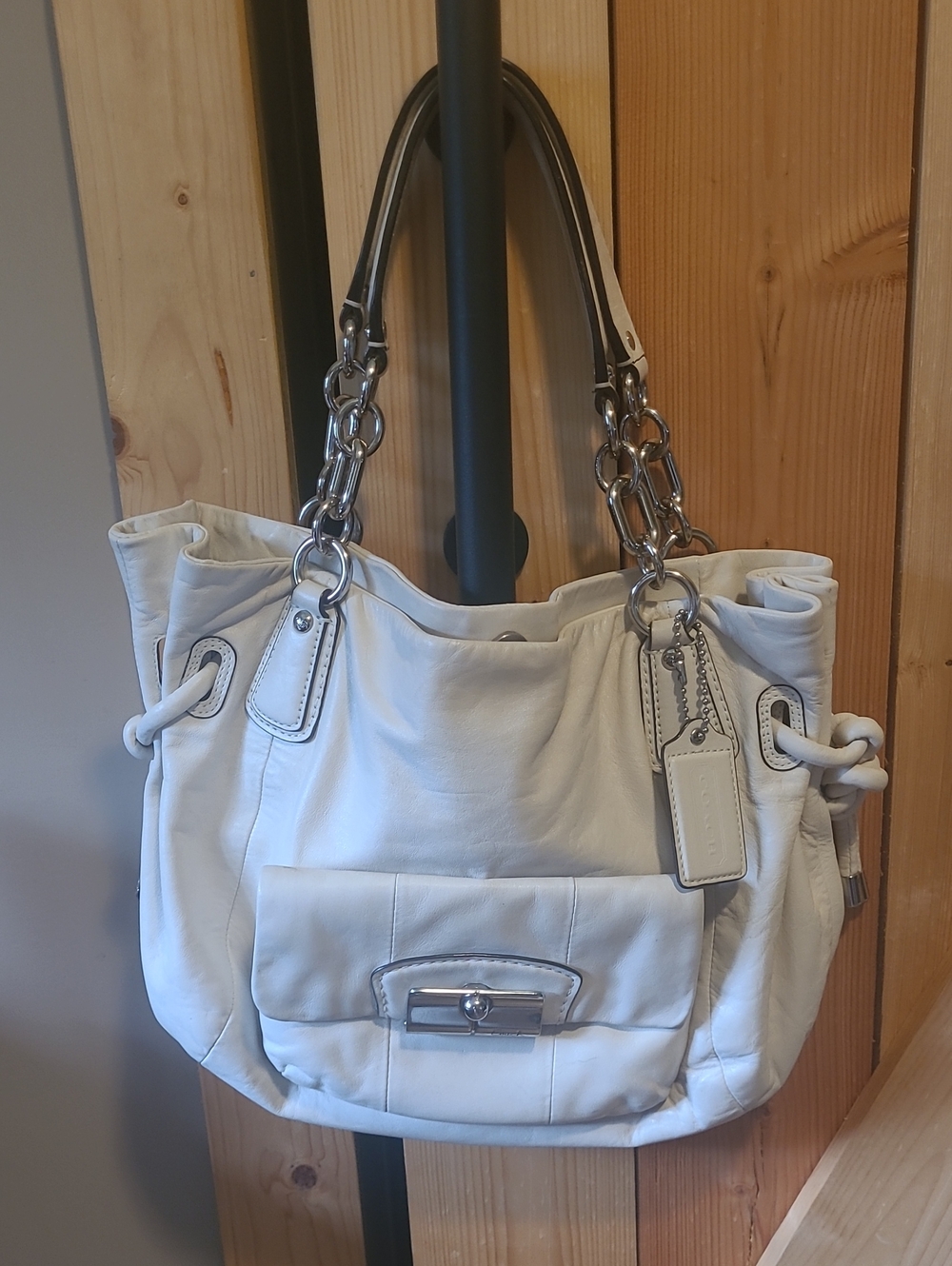 Coach Kristin White Bag with Chain Handles